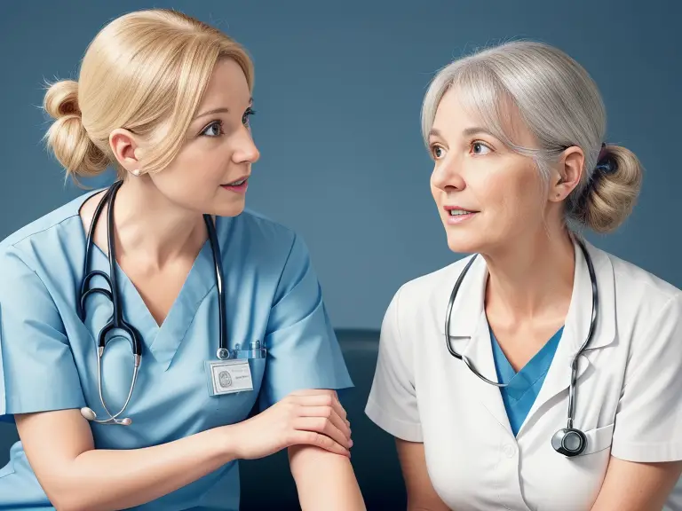 The image depict a nurse engaging in active listening, demonstrating empathy, and utilizing non-verbal cues to establish a positive therapeutic relationship with a patient. The image convey a sense of trust, understanding, and collaboration between the nurse and the patient.