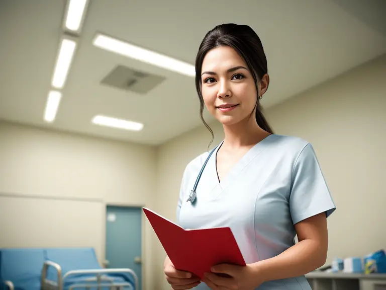 A nurse standing in a hospital room holding a notebook, while determining residency requirements.