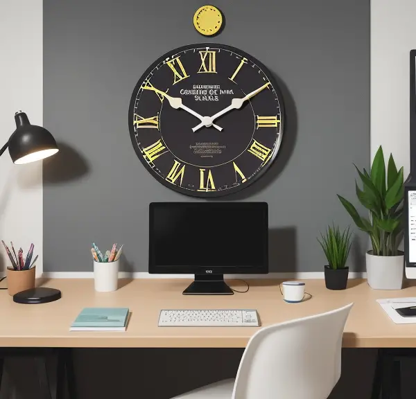 How to Create an NCLEX Study Plan for a home office with a desk and a clock.