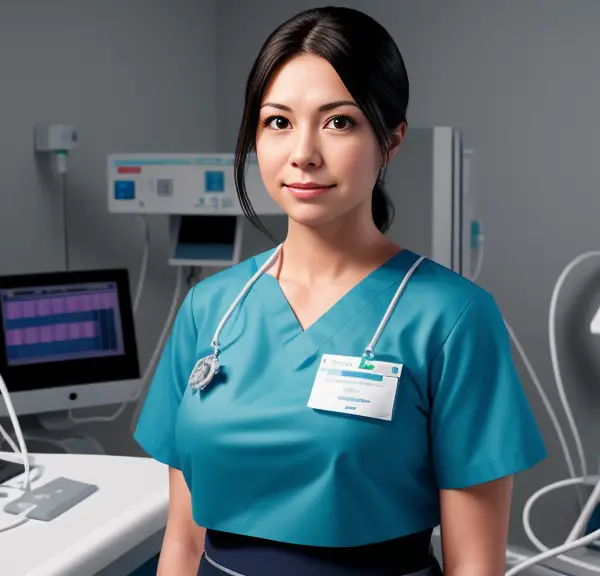 A nurse standing in front of medical equipment in the Cath Lab.