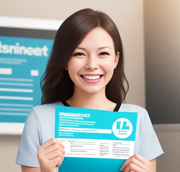 A nursing student is holding up a document.