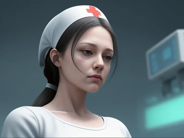 A 3d model of a nurse in a hospital.