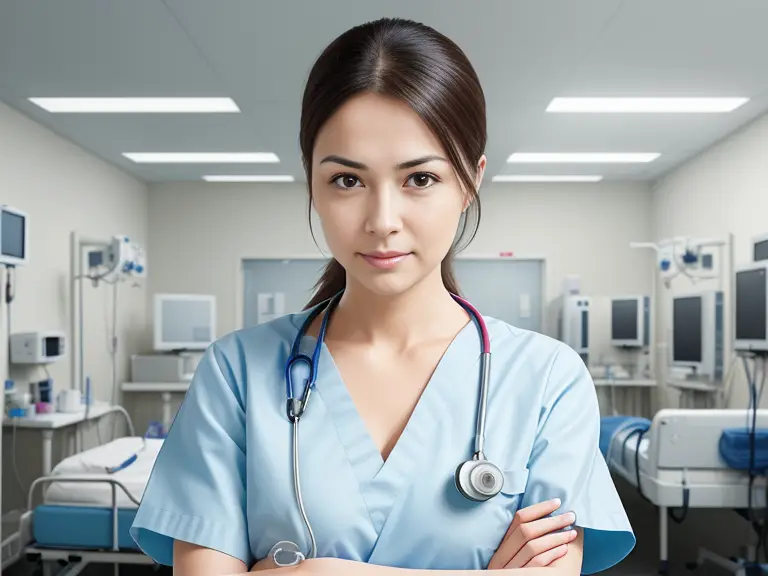 A ICU nurse standing in a hospital room.