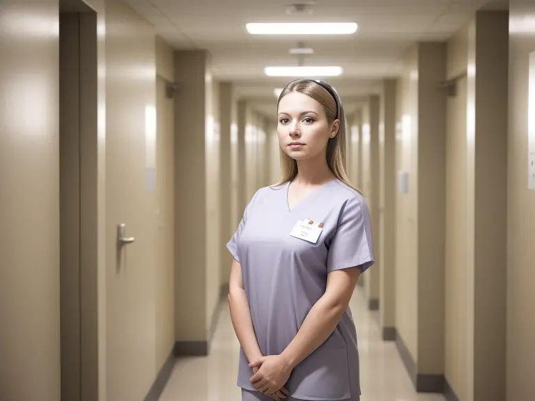 A nurse in a hallway during orientation.