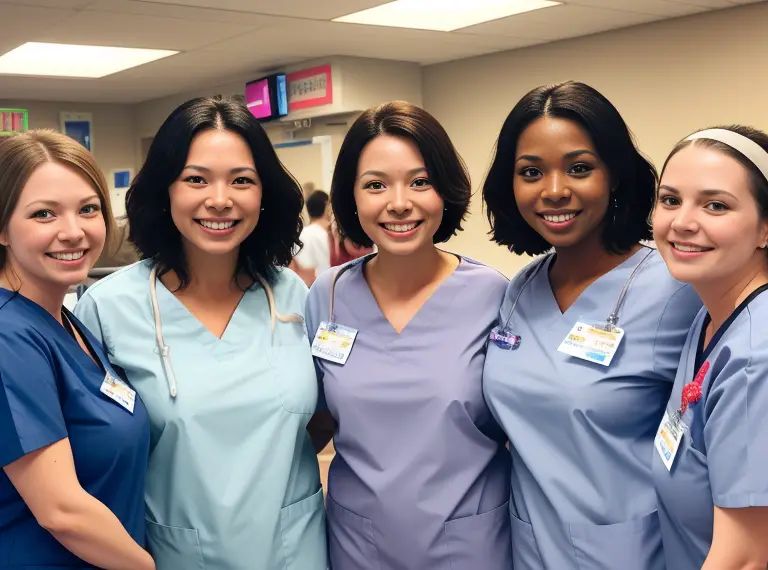 A group of female nurses posing for a photo during ICU Nurses Week.