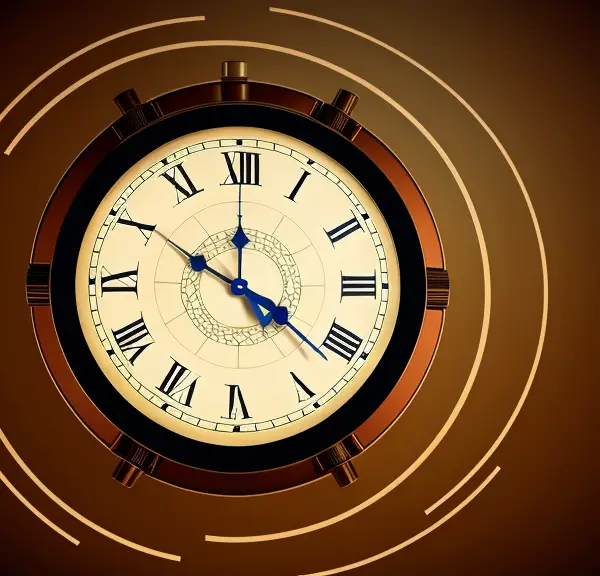 A clock with roman numerals on a brown background, reminding you of the passing time.